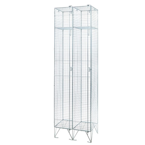 2 single door wire mesh attached lockers including coat hook