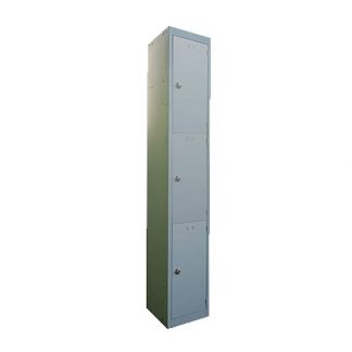 3 Single Door Grey Metal Lockers inc Keys