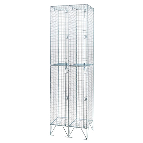 4 Single Door Wire Mesh Attached Lockers inc Coat Hook