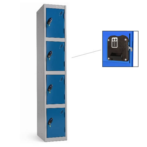 Blue & Grey 4 Tier / Door Coin Return Locker