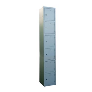 6 Single Door Grey Metal Lockers inc Keys