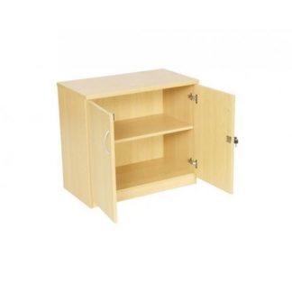 730 mm 1 Shelf Lockable Double Door OI Office Storage Cupboard / Cabinet in Oak