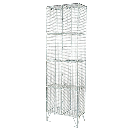 8 Single Door Metal Wire Mesh Attached Lockers inc Coat Hook
