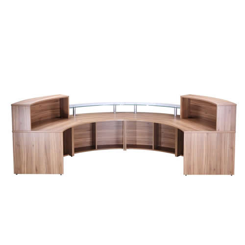 American Black Walnut Curved Semi Circle Office Counter Reception Desk Unit Back