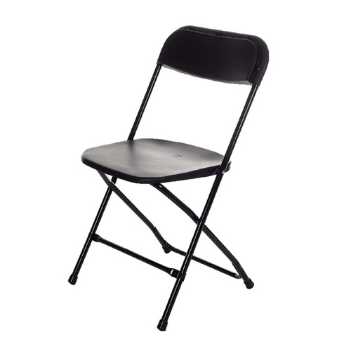 black-folding-chair Blue Plastic & Metal Frame Folding Chair