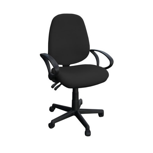 Contract High Back 2 Lever Office Chair With Arms Range Black High Back Gas Height Adjustable Swivel Operator Office Chair With Arms