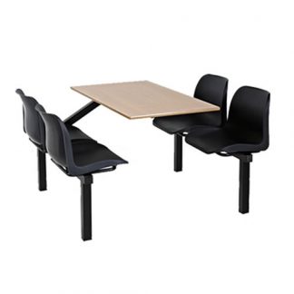 Black 4 Seater Single Entry Canteen / Bistro / Fast Food / Restaurant Table Unit