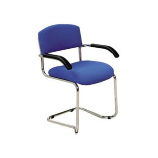 Fabric Medium Back Cantilever Side Chair With Arms In Various Colours