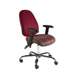 AOS Chrome Base High Back 8 Hour 2 Lever Office Chair With Adjustable Arms Range