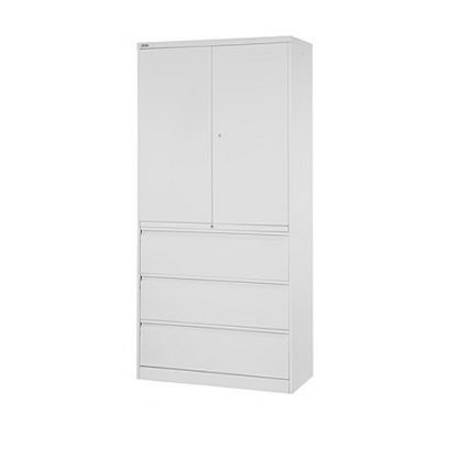 Metal 2 Shelf 3 Drawer Locking Office Combi Unit Cupboard With Keys in Standard Colours
