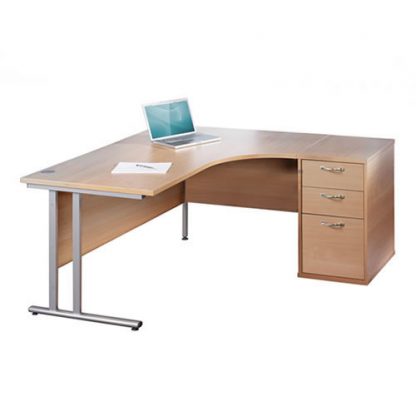 Dams 1400 mm Width Curved 3 Drawer Office Desk Bundle Range
