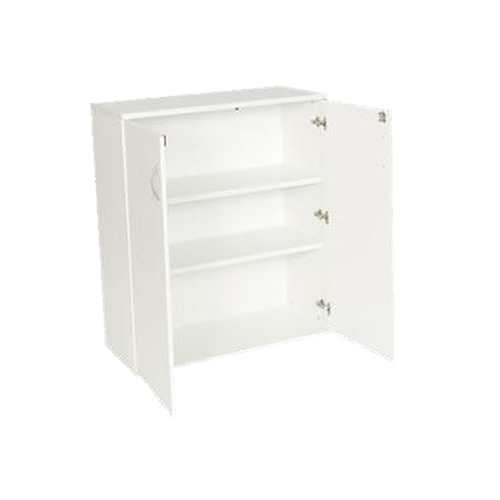 White 1200 mm 2 Shelf Lockable Double Door Office Storage Cupboard / Cabinet