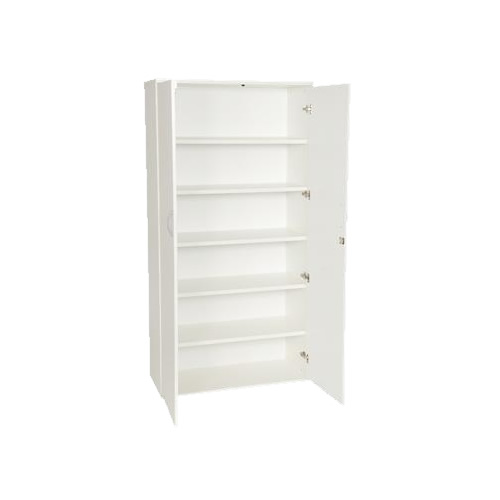 White 2000 mm 5 Shelf Lockable Double Door Office Storage Cupboard / Cabinet