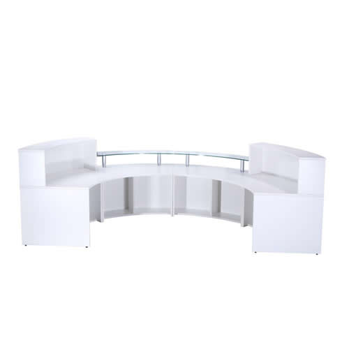 White Curved Semi Circle Office Counter Reception Desk Unit Back