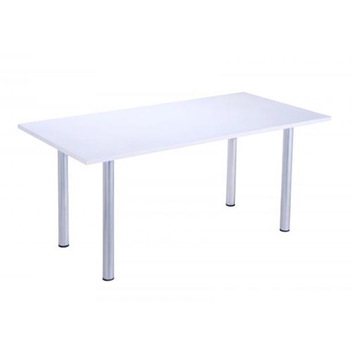 White Rectangular Shaped OI Range Boardroom Table with Brushed Metal Legs - 1600mm (6 Person)